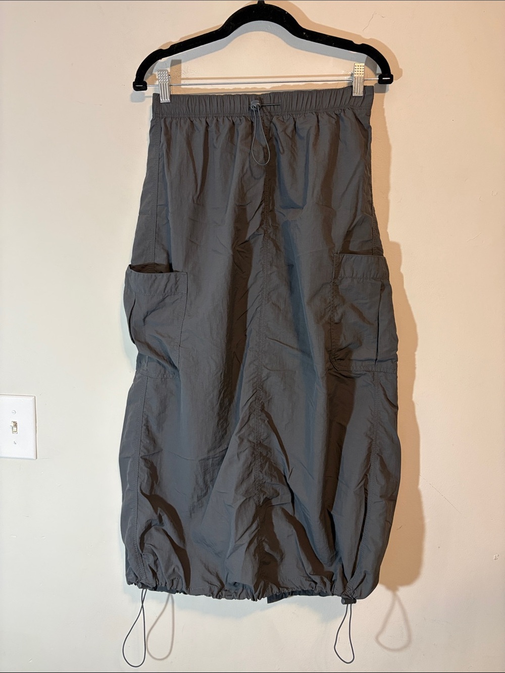 Love Tree Nylon Parachute Cinchable Baggy Cargo Utility Maxi Skirt Adjustable M